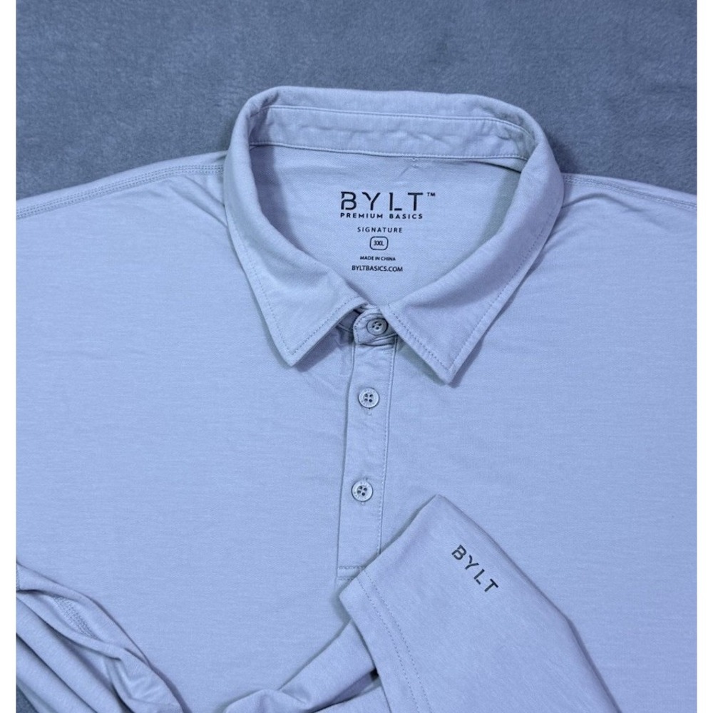 BYLT Polo Shirt Mens 3XL Gray Signature Drop Hem Performance Normcore USA